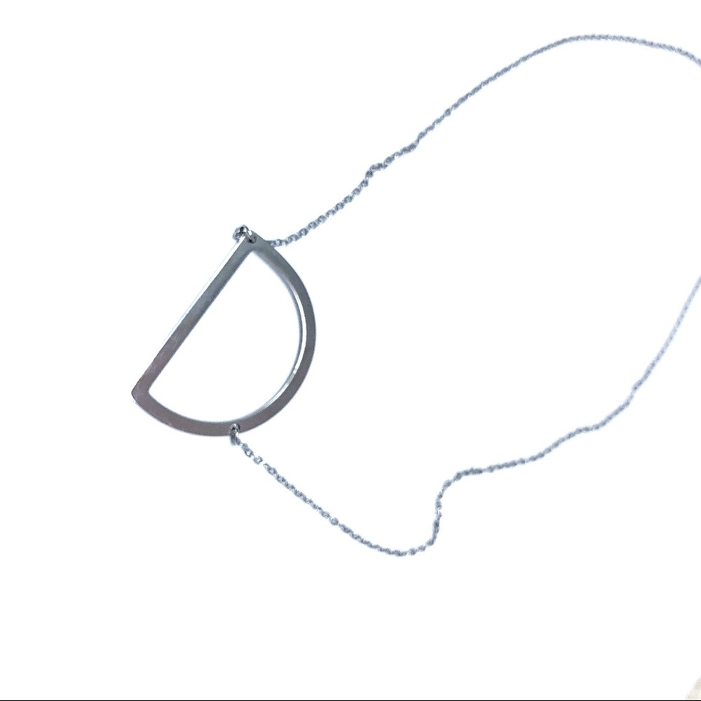 Silver plate Initial Necklace (D) New